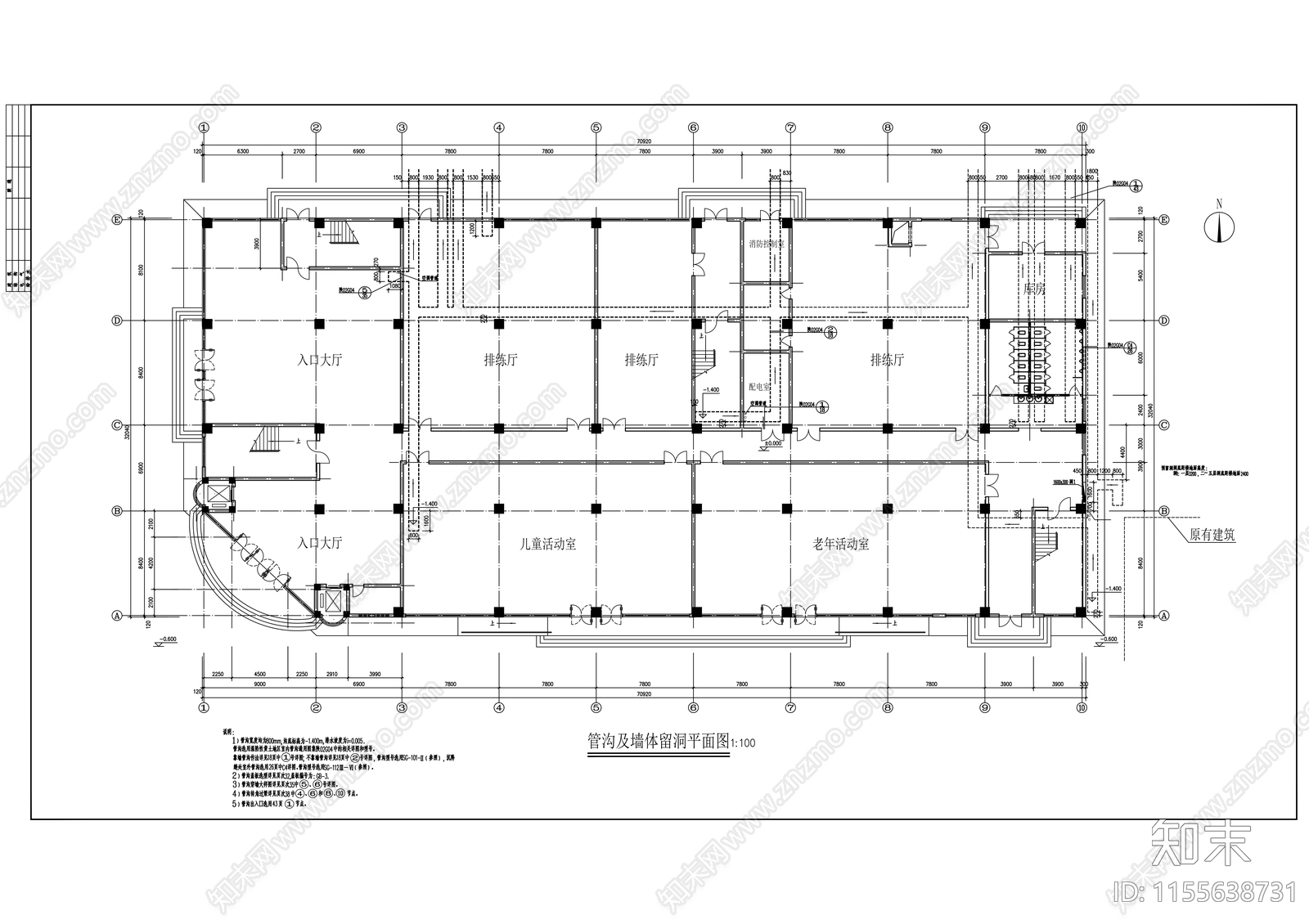 市文化广场建筑设cad施工图下载【ID:1155638731】