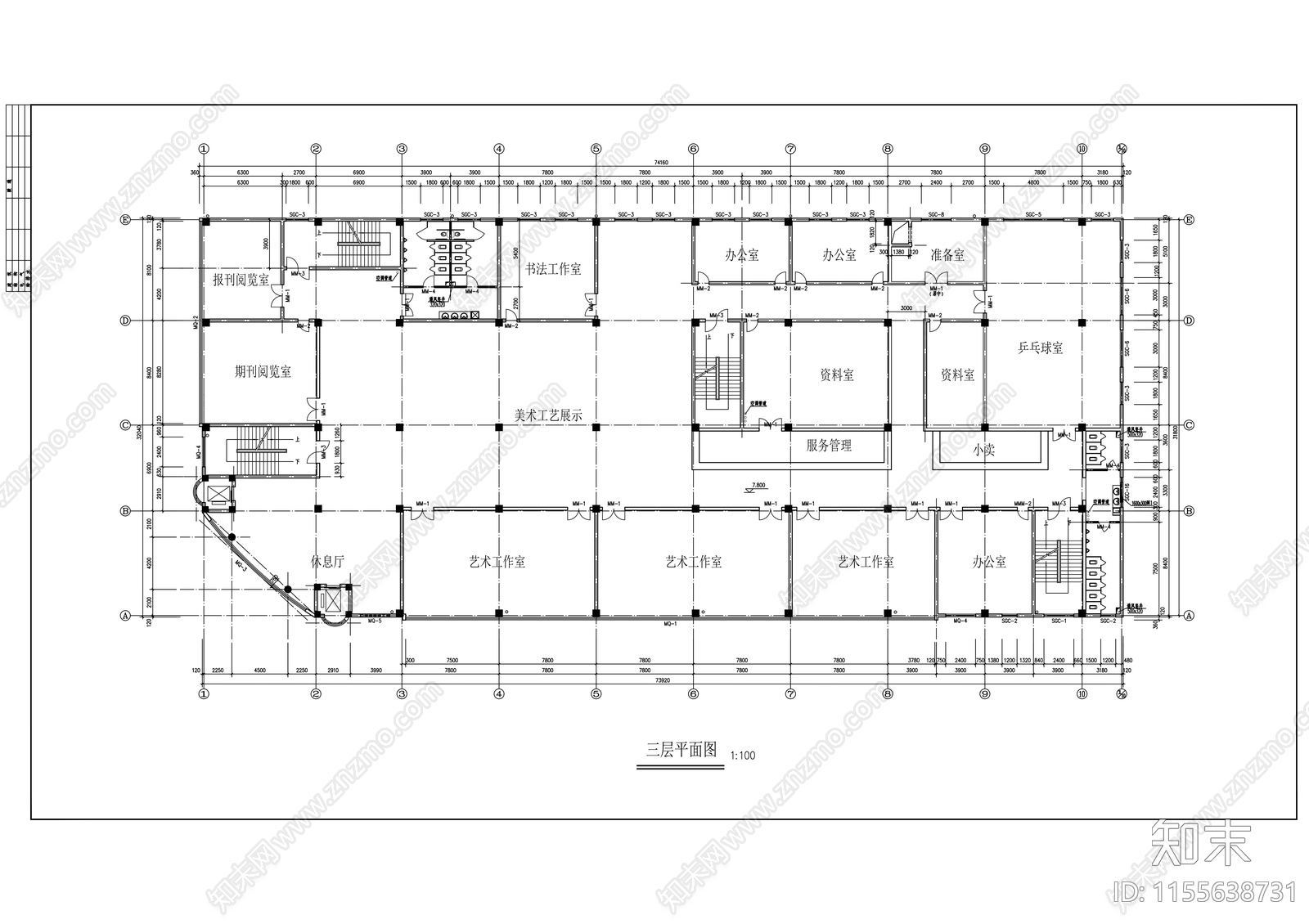 市文化广场建筑设cad施工图下载【ID:1155638731】