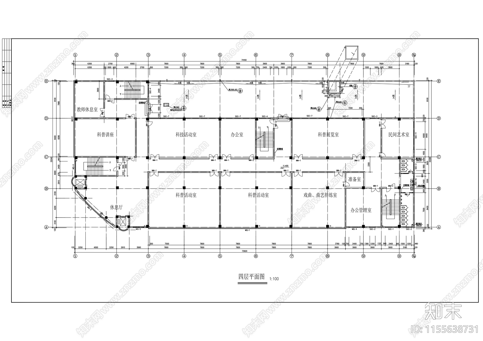 市文化广场建筑设cad施工图下载【ID:1155638731】