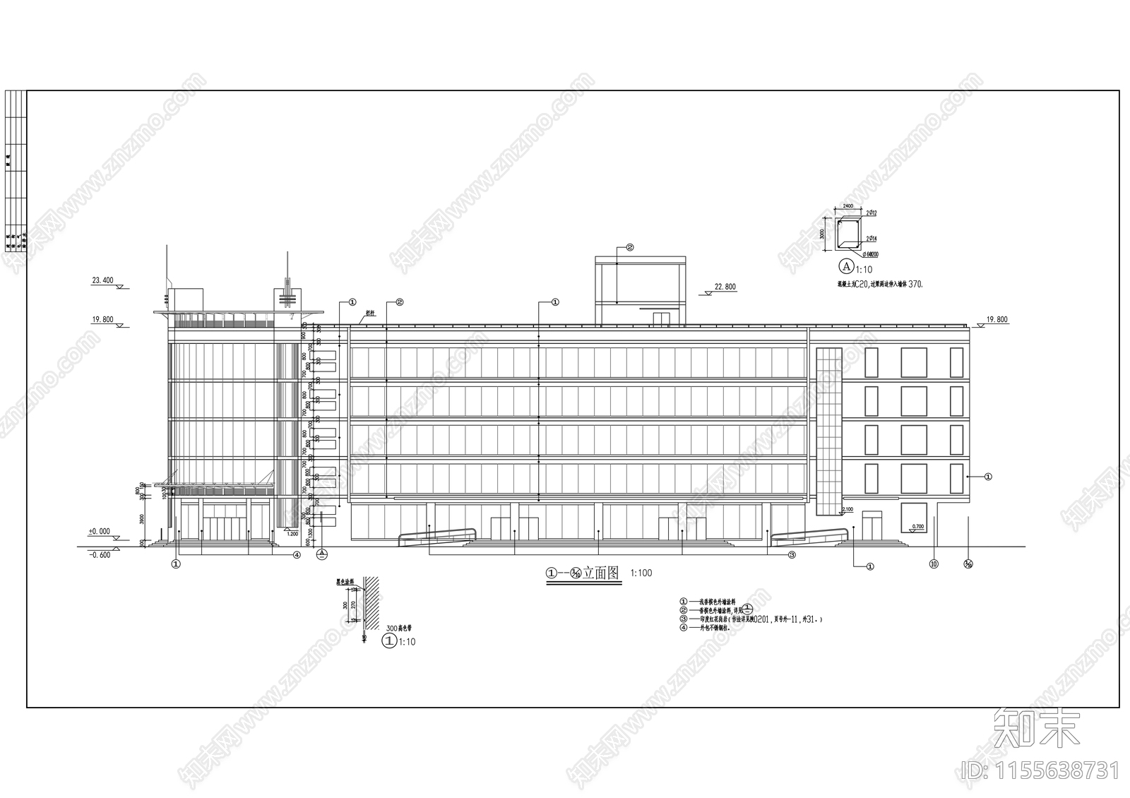 市文化广场建筑设cad施工图下载【ID:1155638731】