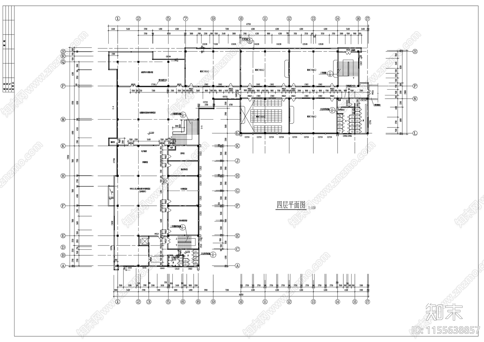 图书馆建筑cad施工图下载【ID:1155638857】