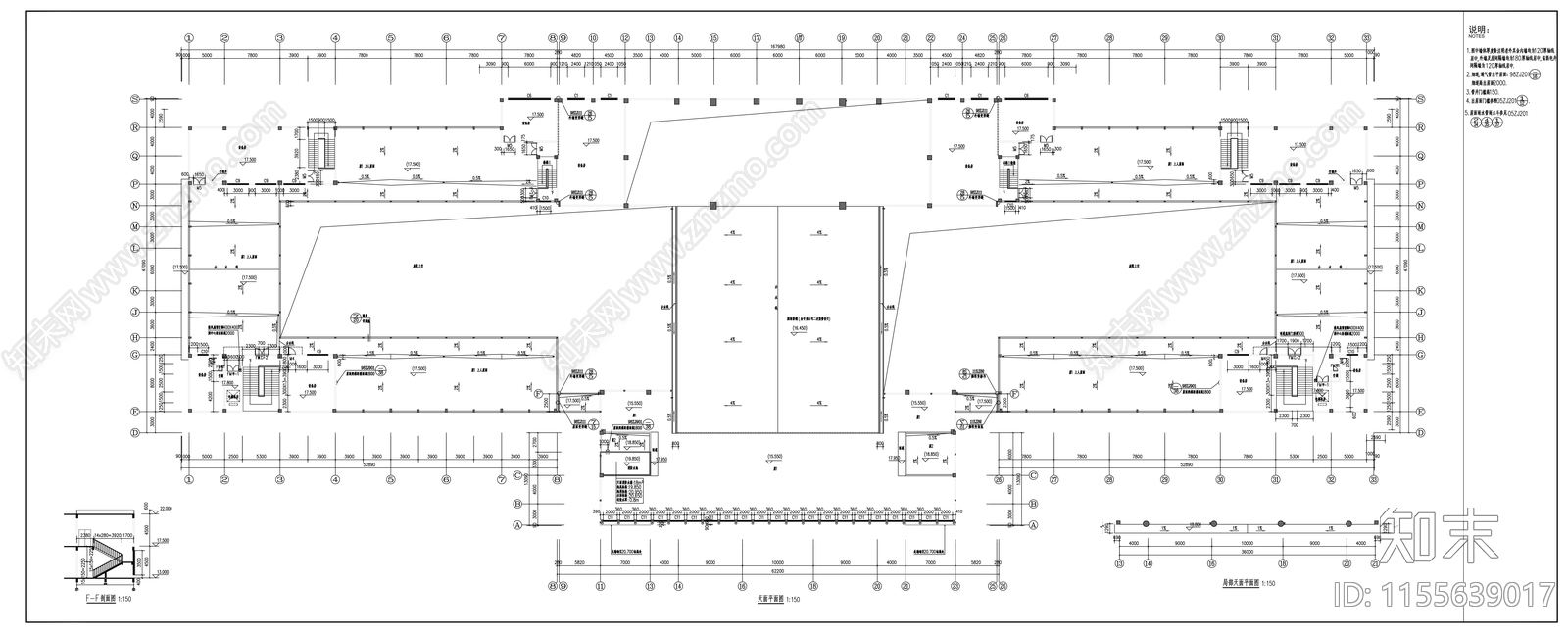 五层大型公建建筑方案cad施工图下载【ID:1155639017】