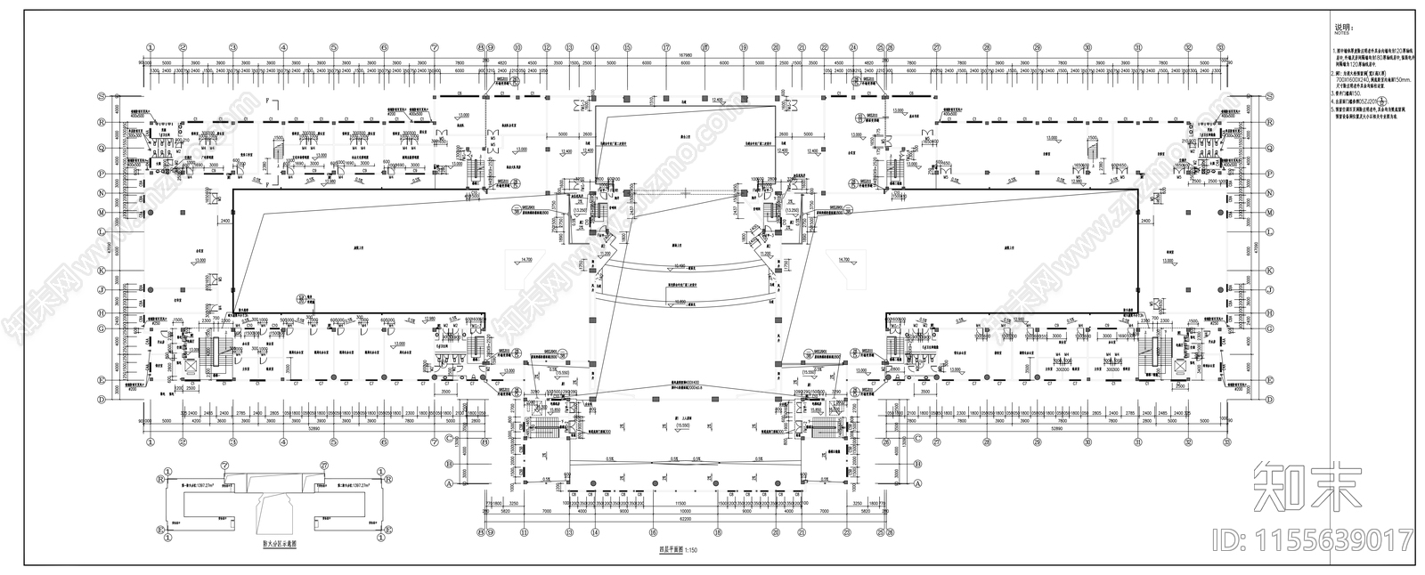 五层大型公建建筑方案cad施工图下载【ID:1155639017】