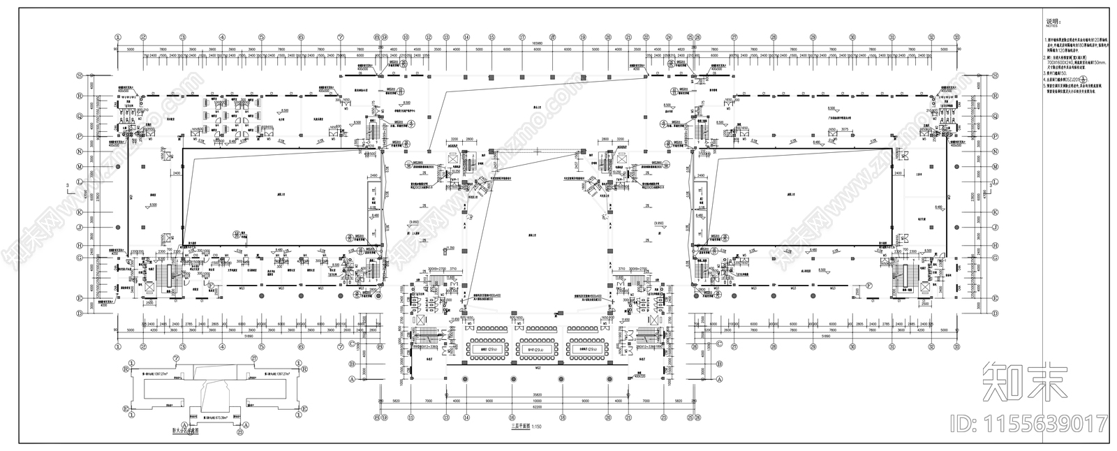 五层大型公建建筑方案cad施工图下载【ID:1155639017】