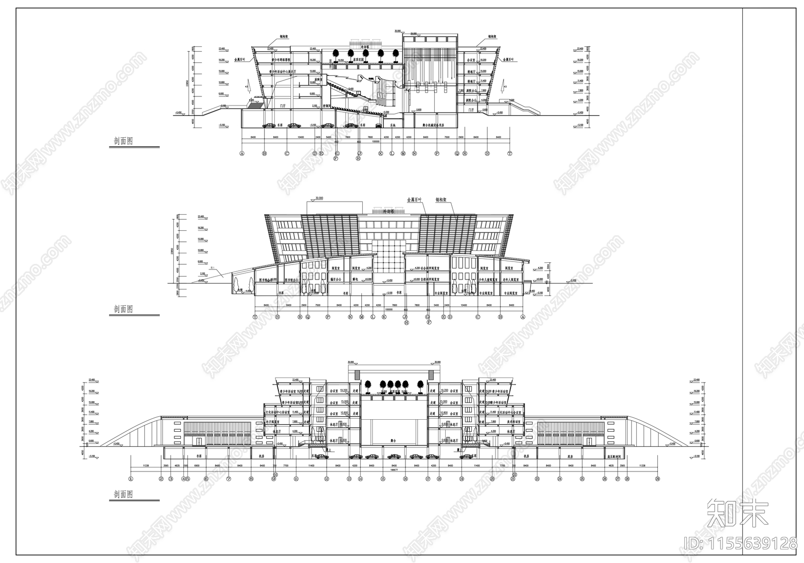 五层会展中心建筑方案图cad施工图下载【ID:1155639128】