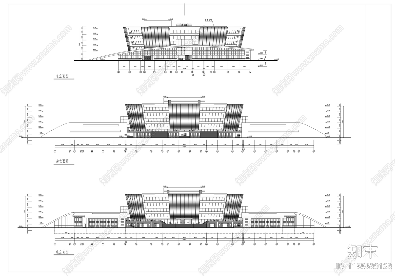 五层会展中心建筑方案图cad施工图下载【ID:1155639128】