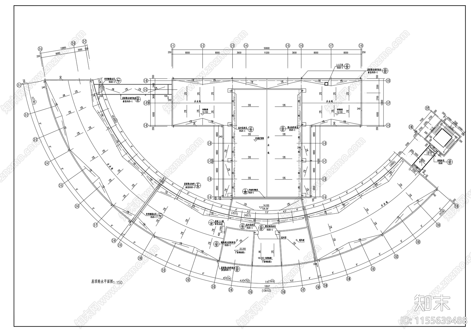 中学四层图书馆建筑方案cad施工图下载【ID:1155639488】