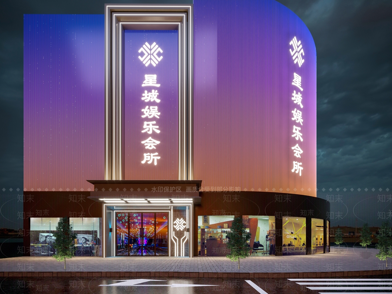 现代娱乐会所门头3D模型下载【ID:1155645247】