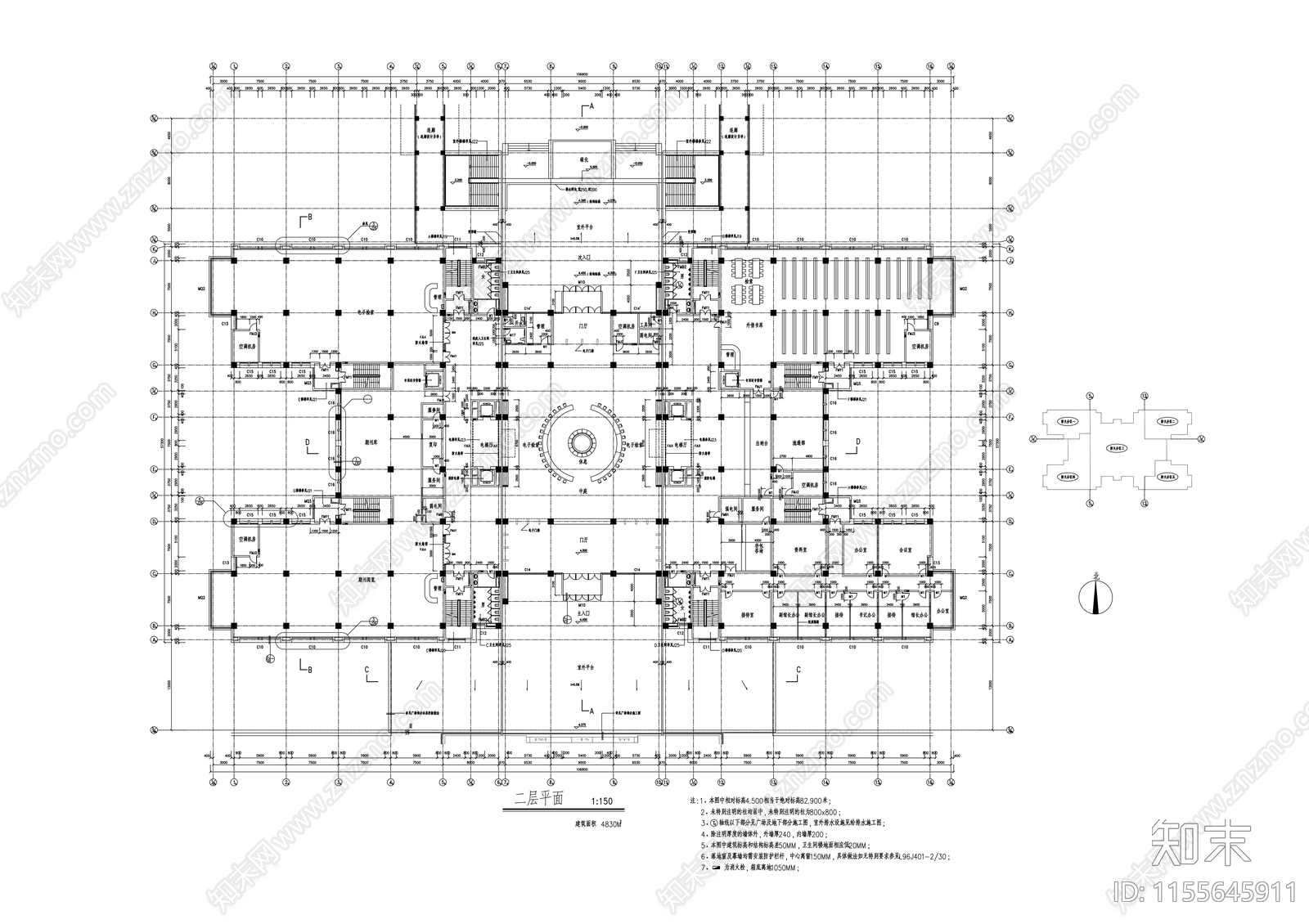 大学图书馆建cad施工图下载【ID:1155645911】