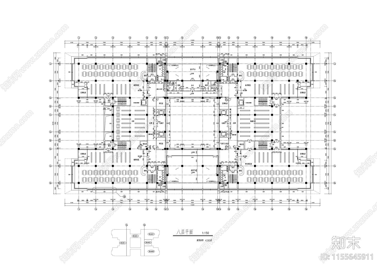 大学图书馆建cad施工图下载【ID:1155645911】