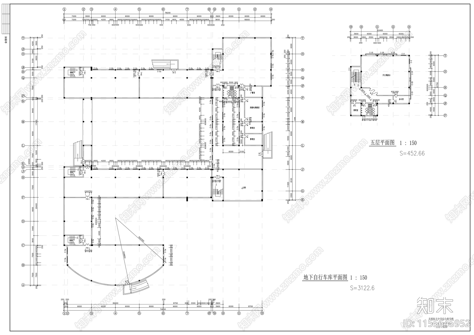 航天中学综合教学楼建筑cad施工图下载【ID:1155645952】