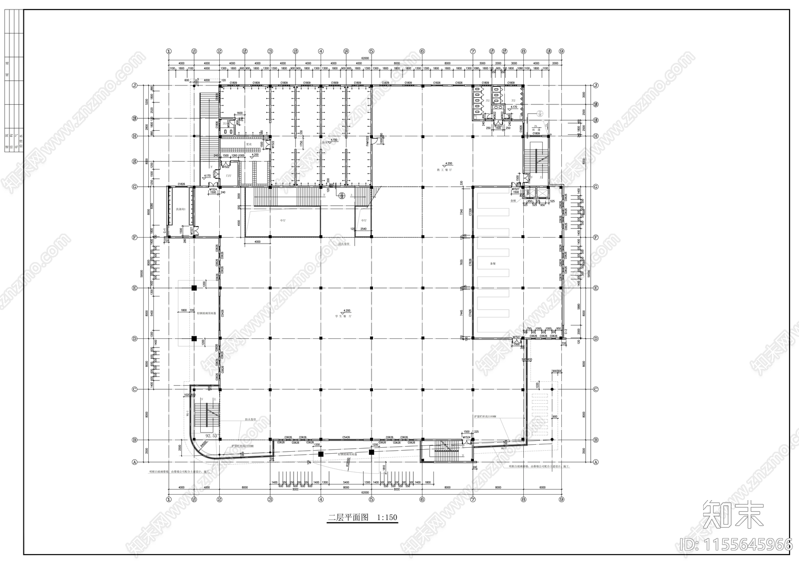 学校食堂cad施工图下载【ID:1155645966】