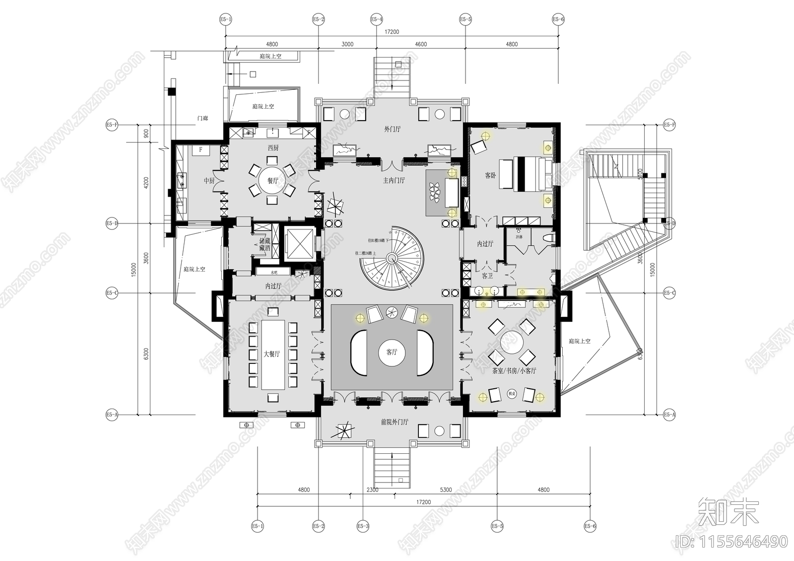 江山别墅平面彩图施工图下载【ID:1155646490】