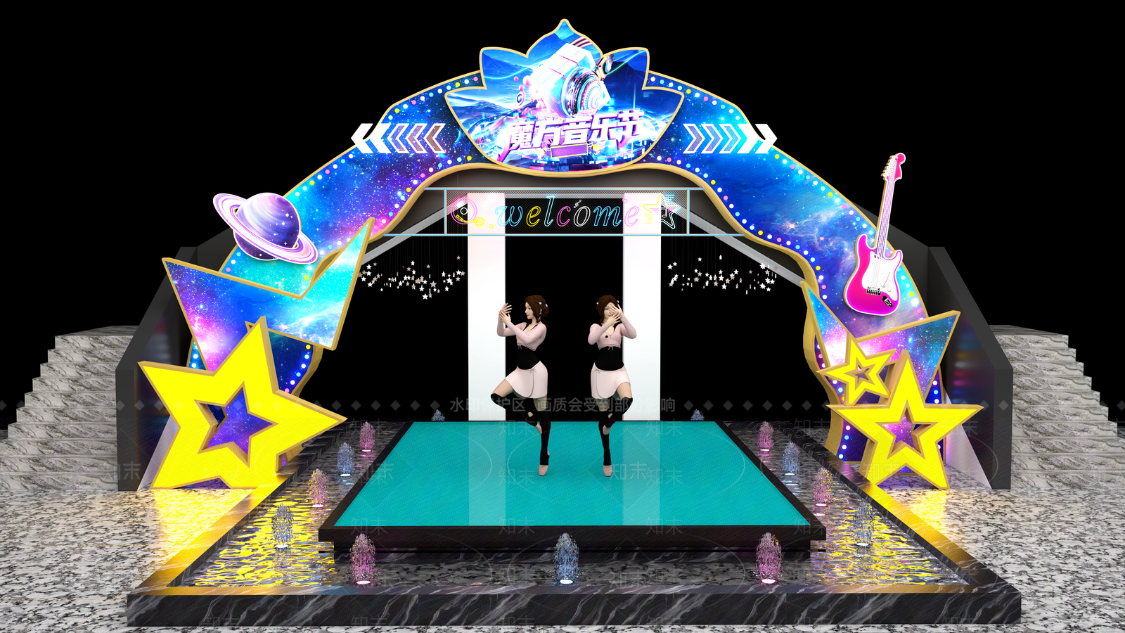 现代酒吧舞厅舞台SU模型下载【ID:1155649807】