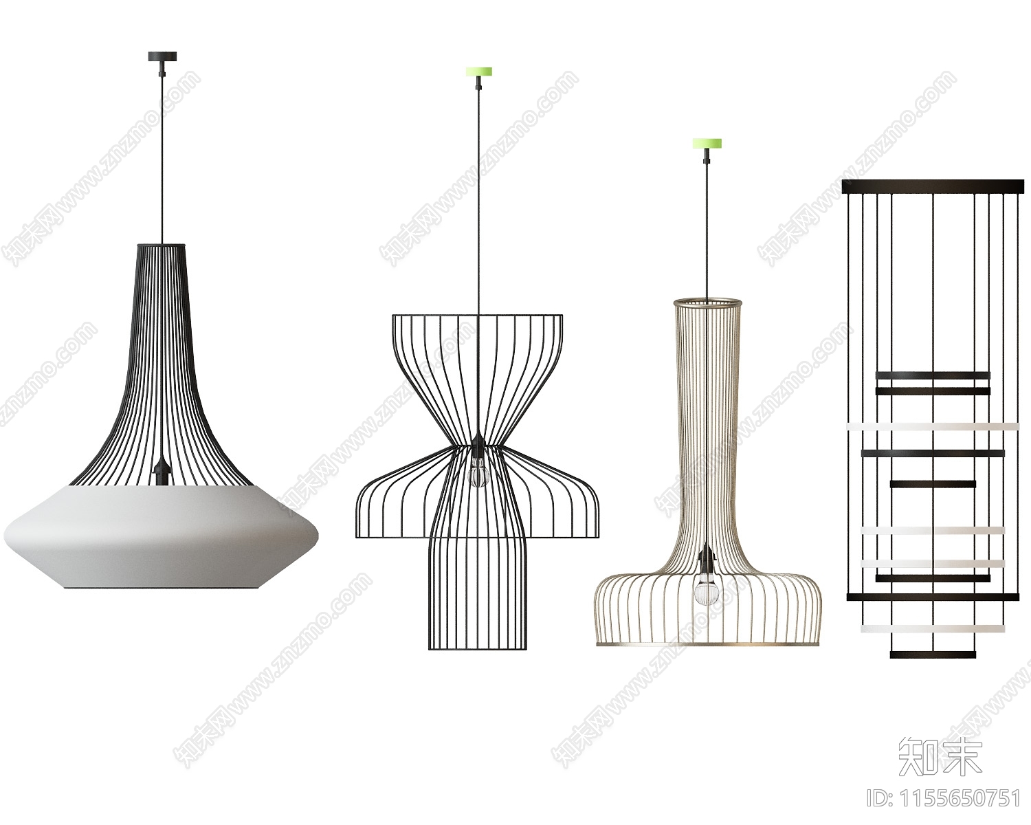 现代铁艺吊灯3D模型下载【ID:1155650751】