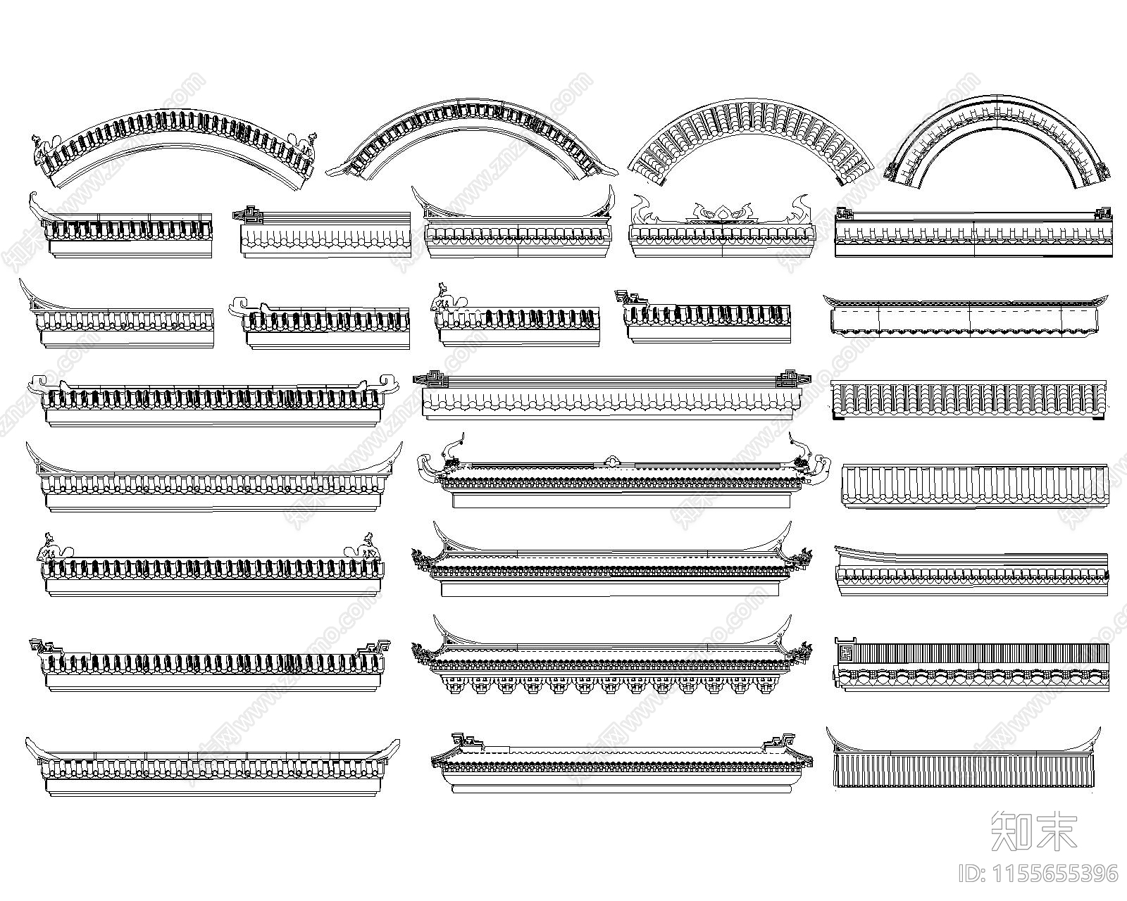 中式檐线图库图纸施工图下载【ID:1155655396】