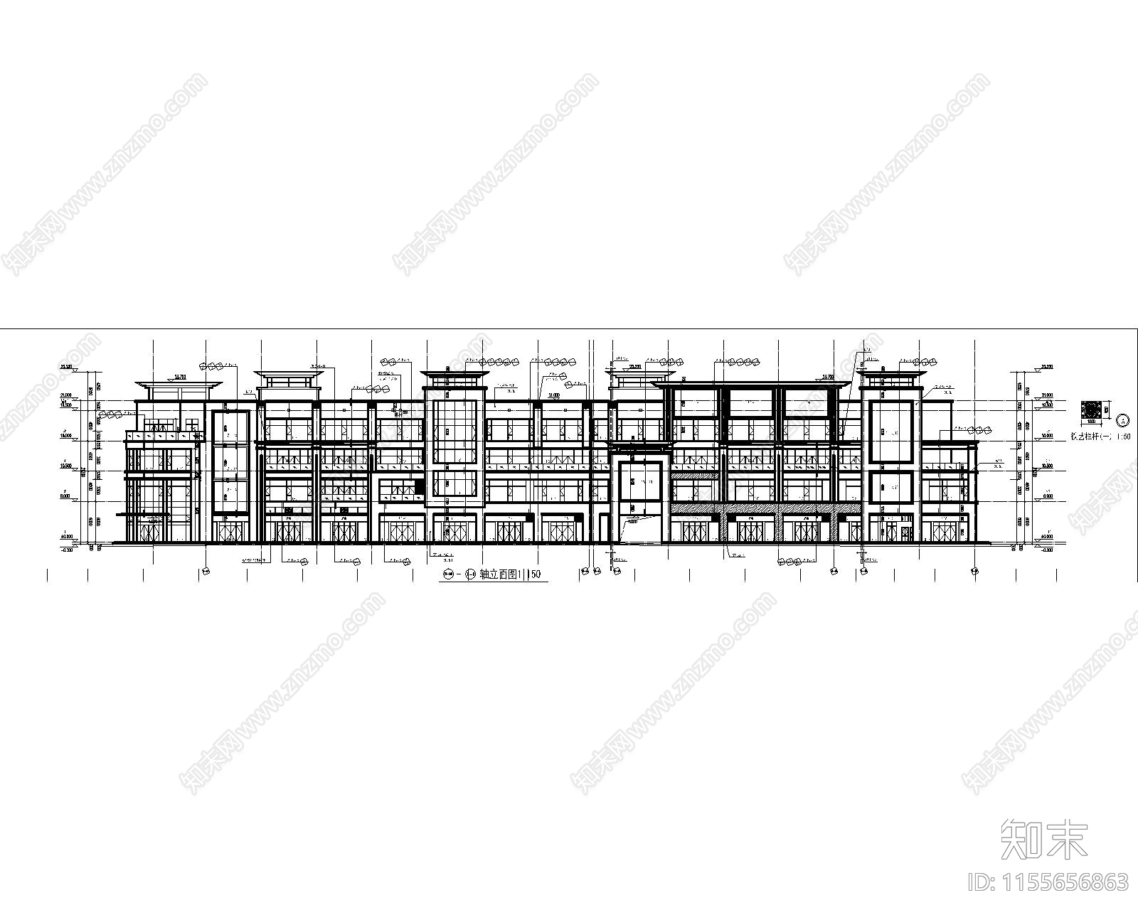 商业综合体平立剖及外环境cad施工图下载【ID:1155656863】