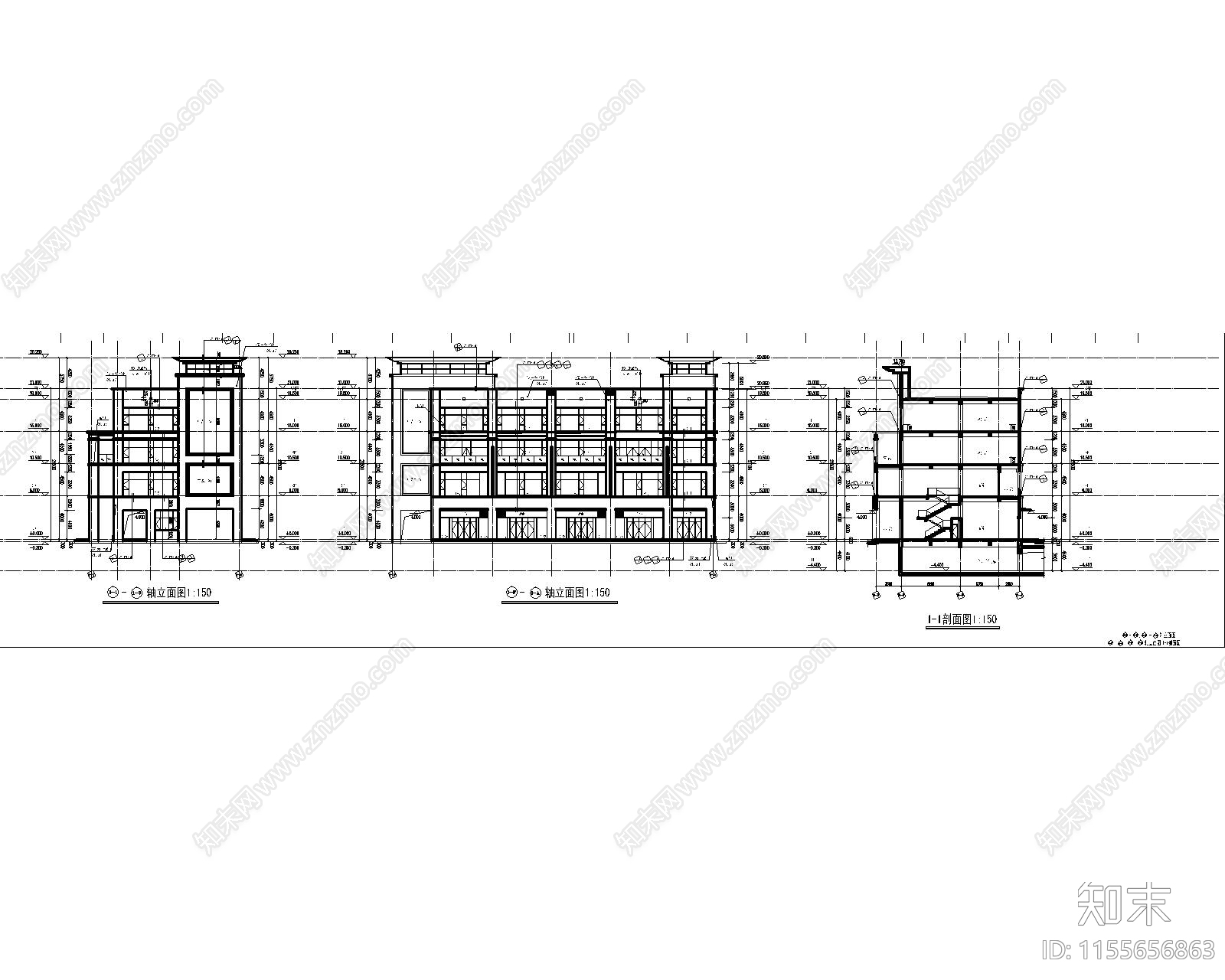 商业综合体平立剖及外环境cad施工图下载【ID:1155656863】