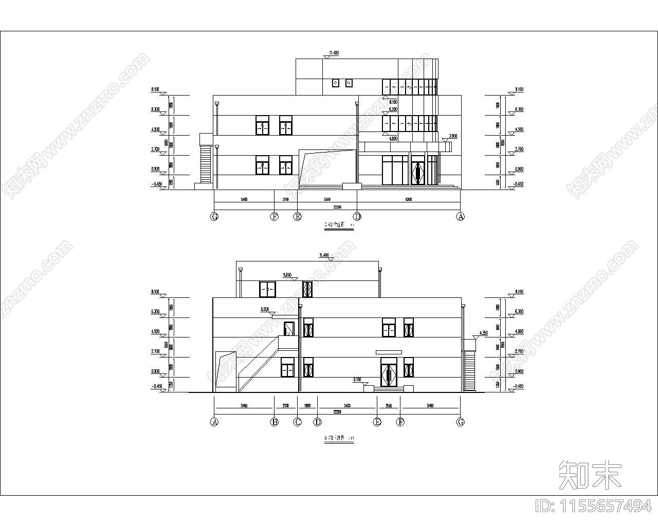 办公综合楼cad施工图下载【ID:1155657494】