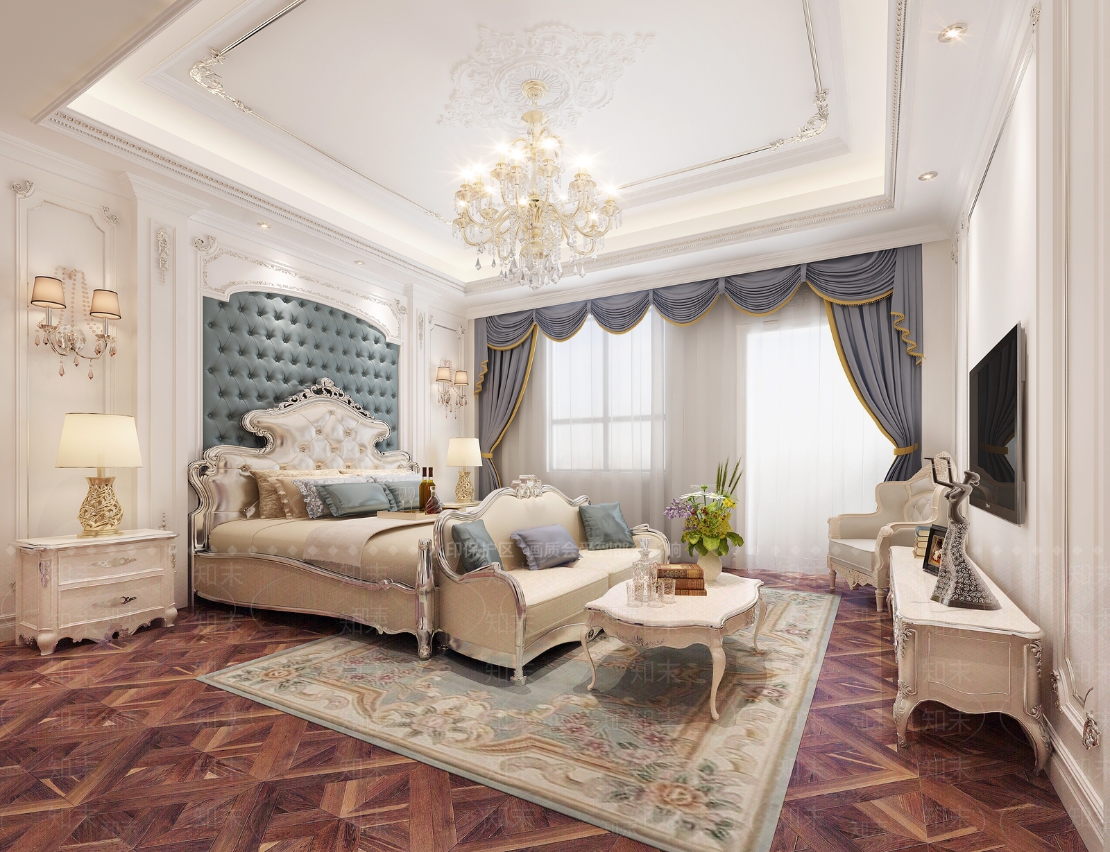 欧式古典家居卧室3D模型下载【ID:1155665569】