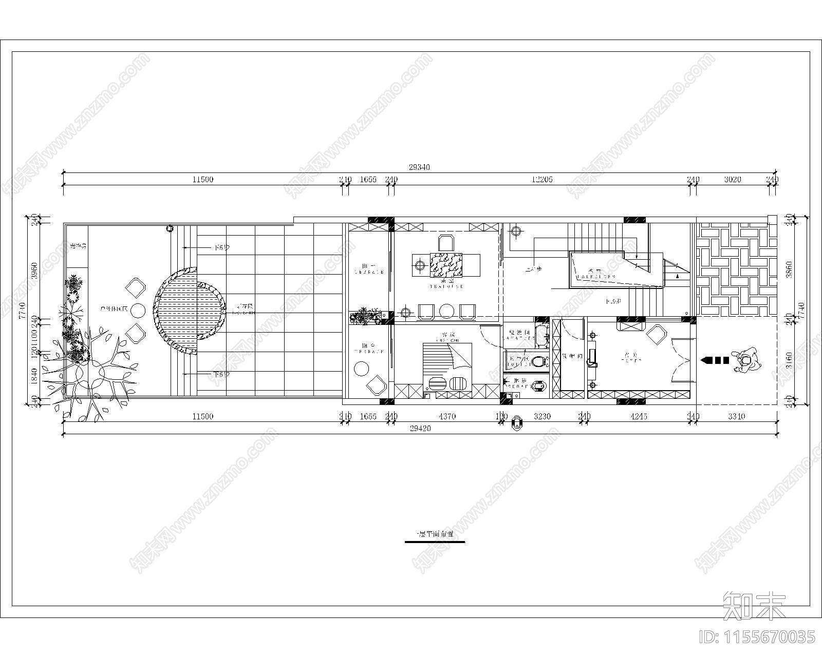 现代别墅室内平面图cad施工图下载【ID:1155670035】