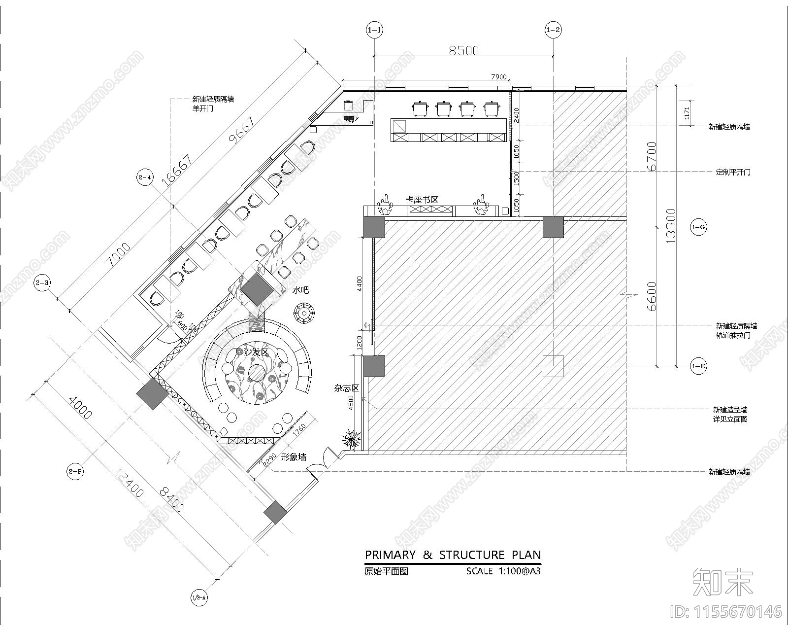 职工书屋室内cad施工图下载【ID:1155670146】