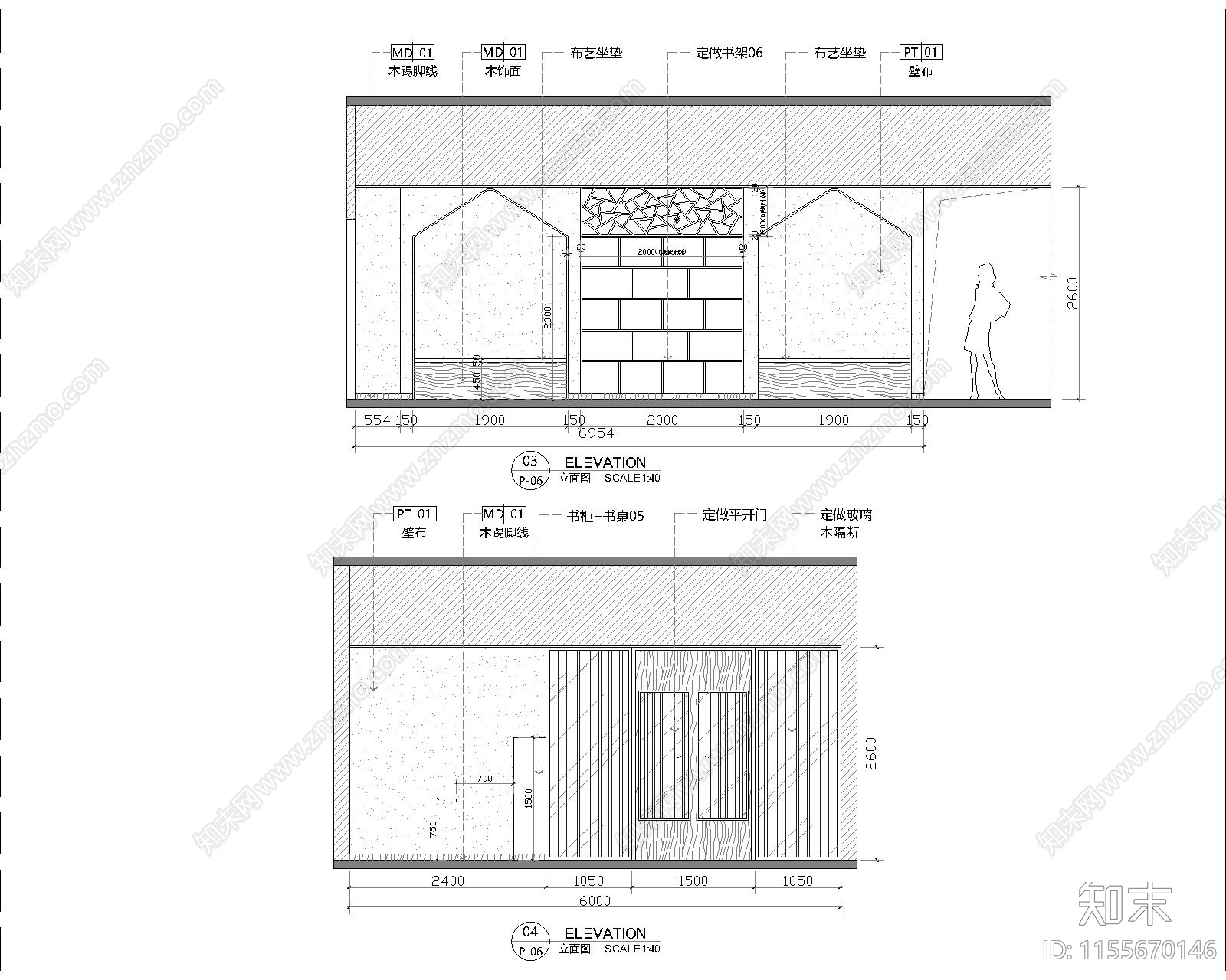 职工书屋室内cad施工图下载【ID:1155670146】