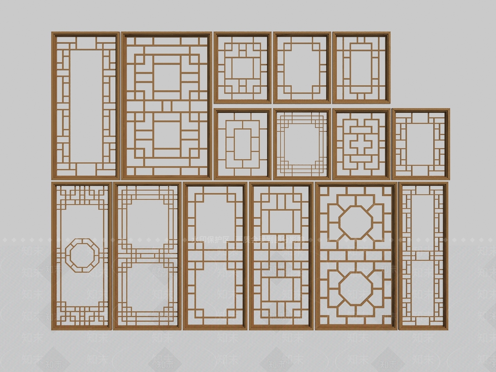 中式花格窗花3D模型下载【ID:1155671490】