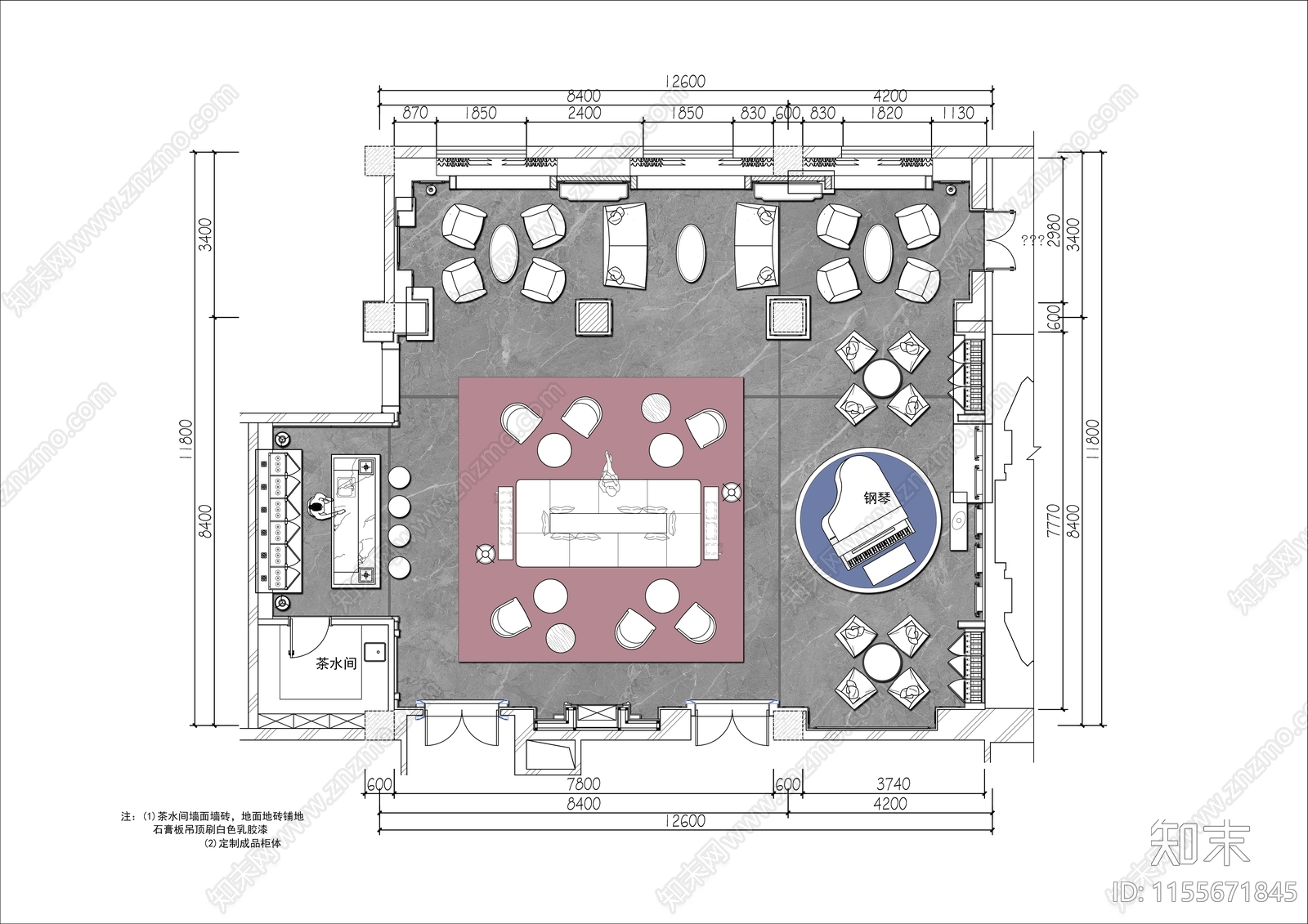 200㎡红酒吧平面布置图施工图下载【ID:1155671845】