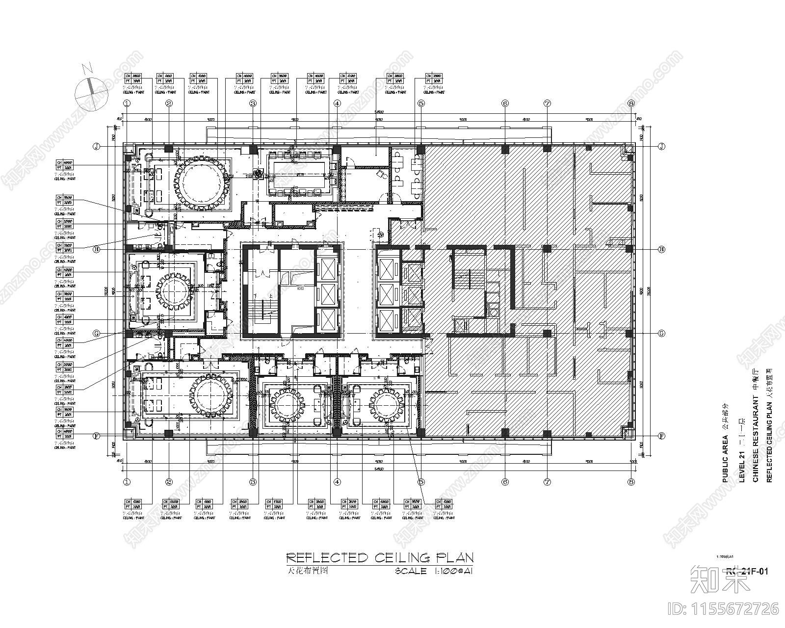 泉州现代轻奢21F中餐包房室内cad施工图下载【ID:1155672726】