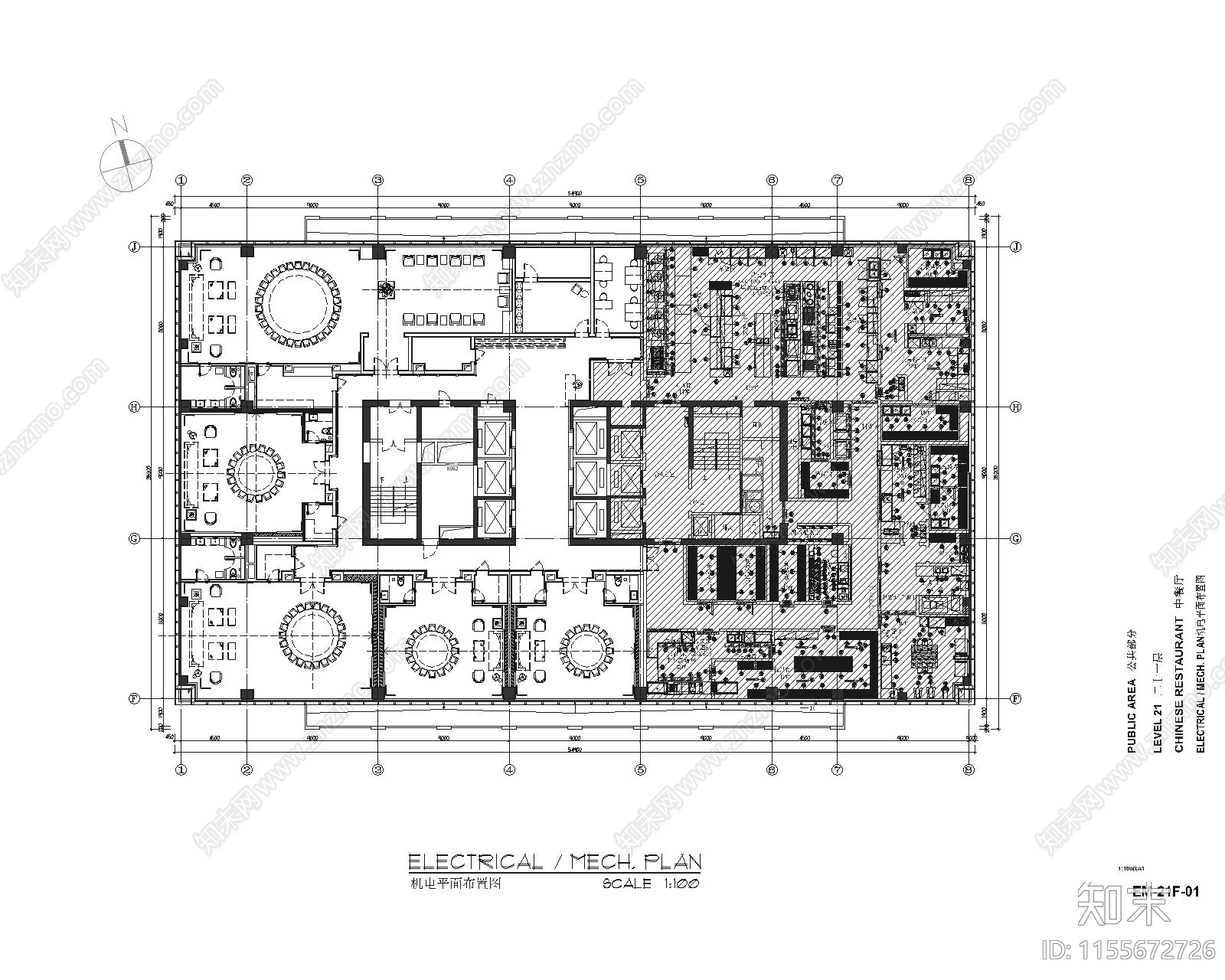 泉州现代轻奢21F中餐包房室内cad施工图下载【ID:1155672726】