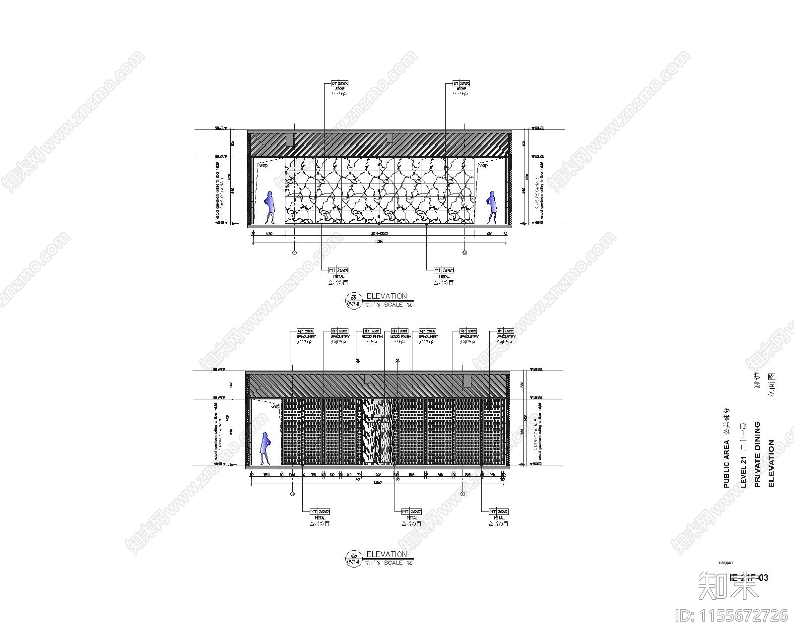 泉州现代轻奢21F中餐包房室内cad施工图下载【ID:1155672726】