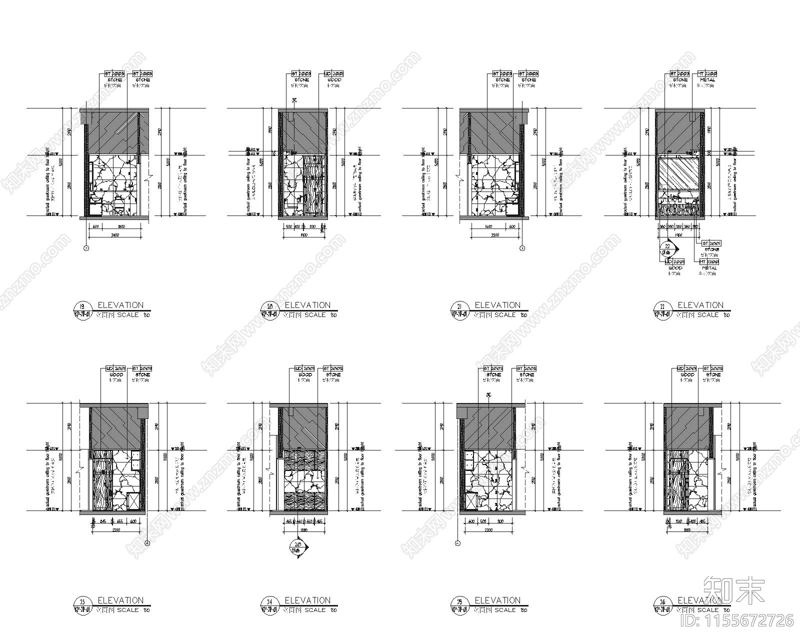 泉州现代轻奢21F中餐包房室内cad施工图下载【ID:1155672726】