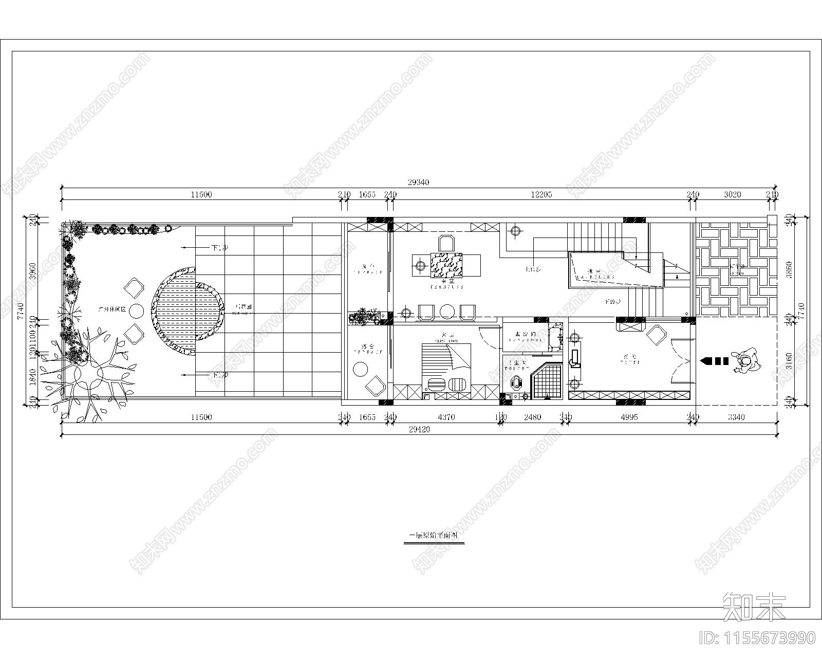 现代别墅室内平面图cad施工图下载【ID:1155673990】