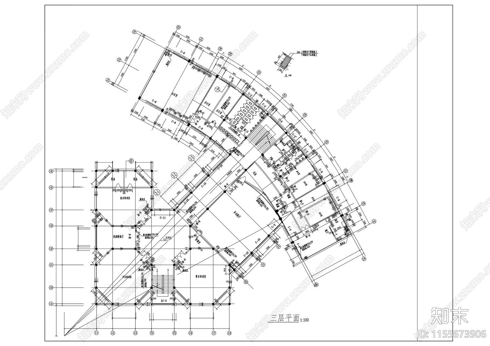 少儿图书馆建筑cad施工图下载【ID:1155673906】