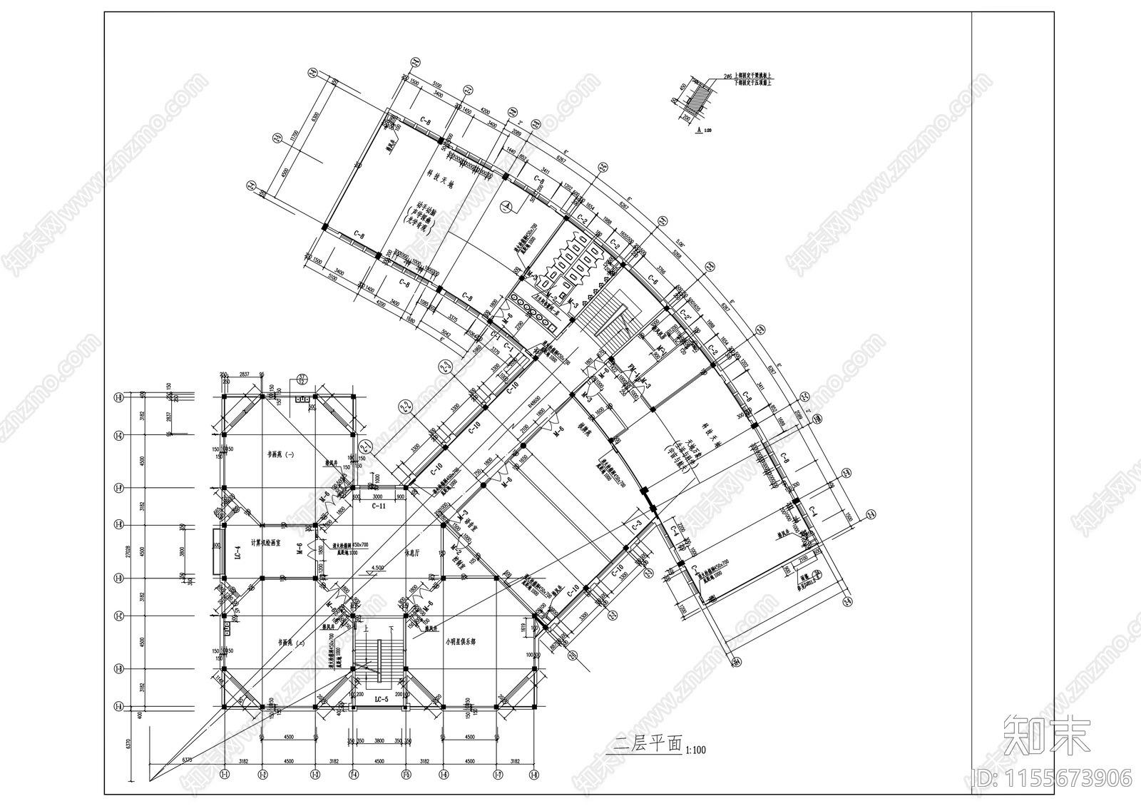 少儿图书馆建筑cad施工图下载【ID:1155673906】