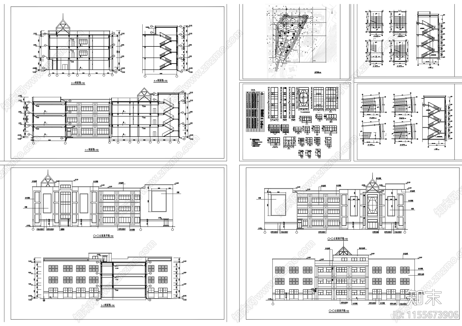 少儿图书馆建筑cad施工图下载【ID:1155673906】