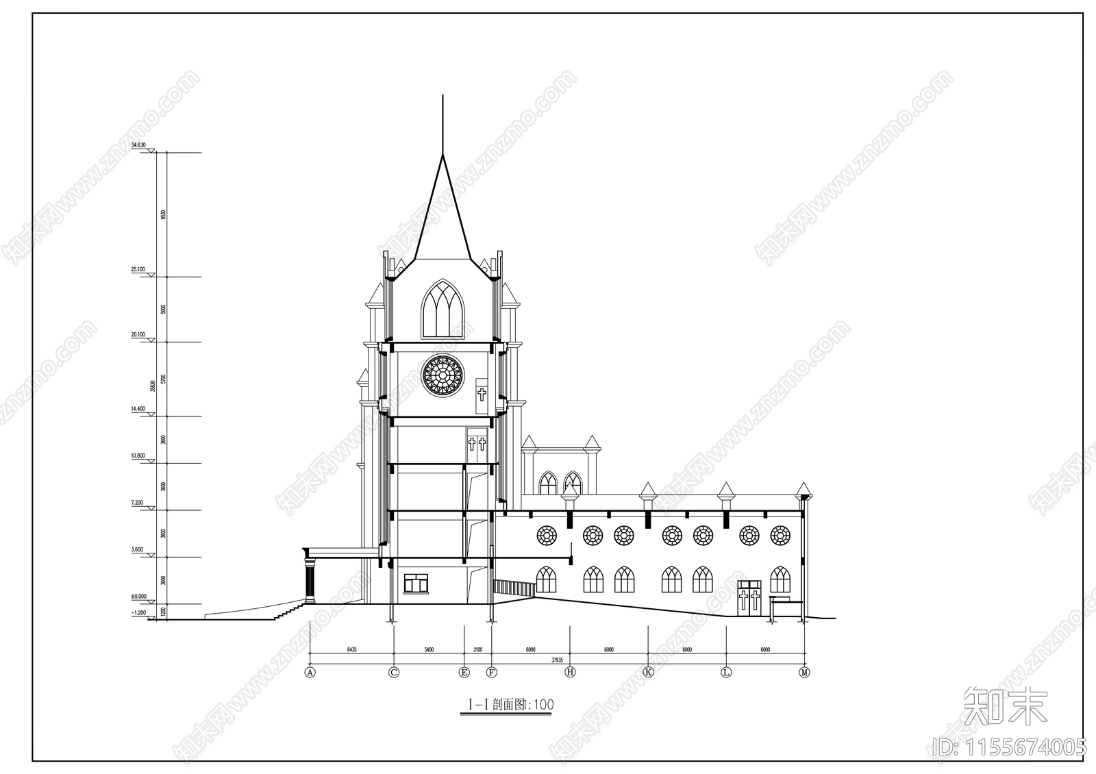 圣经学校建筑cad施工图下载【ID:1155674005】