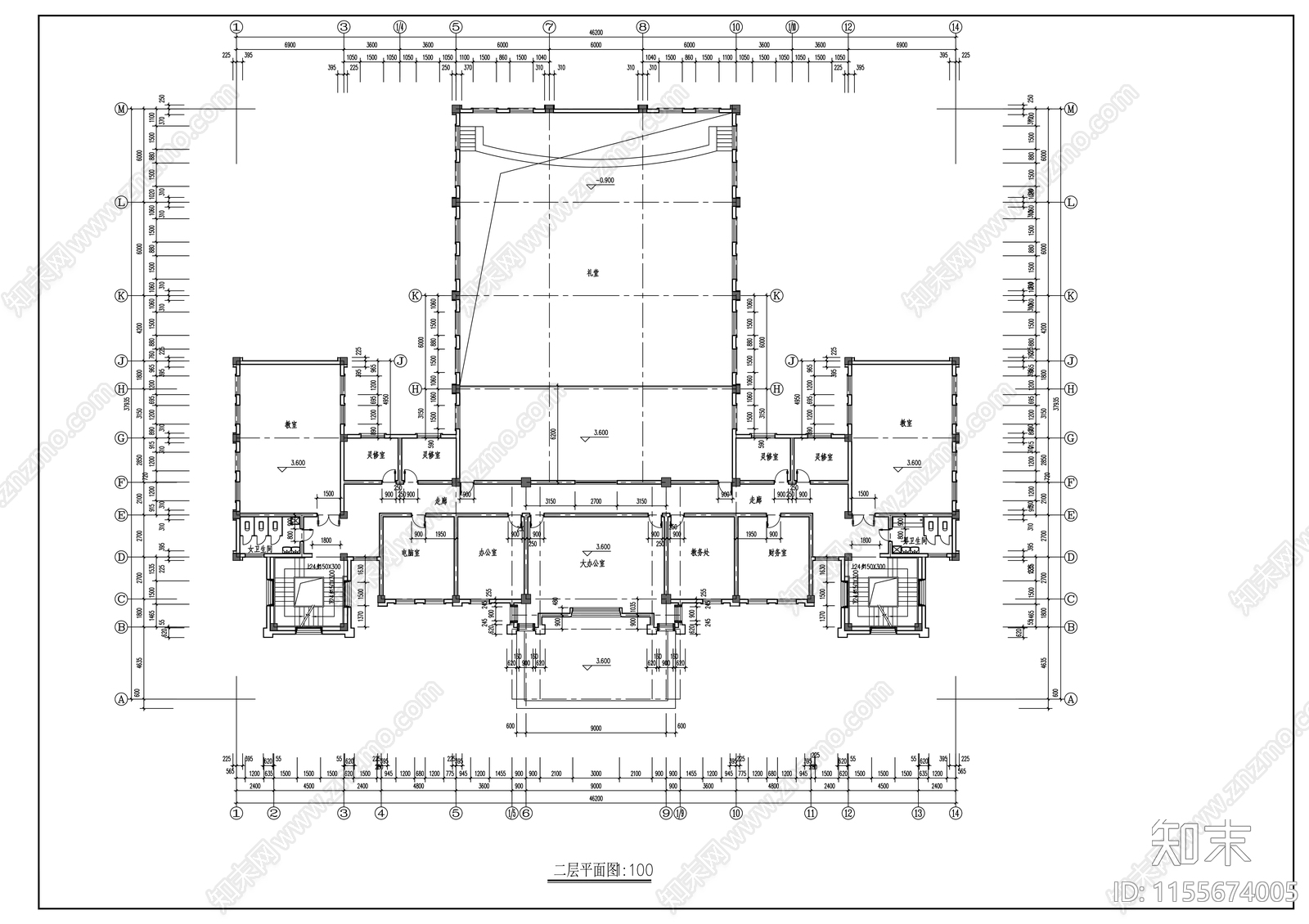 圣经学校建筑cad施工图下载【ID:1155674005】