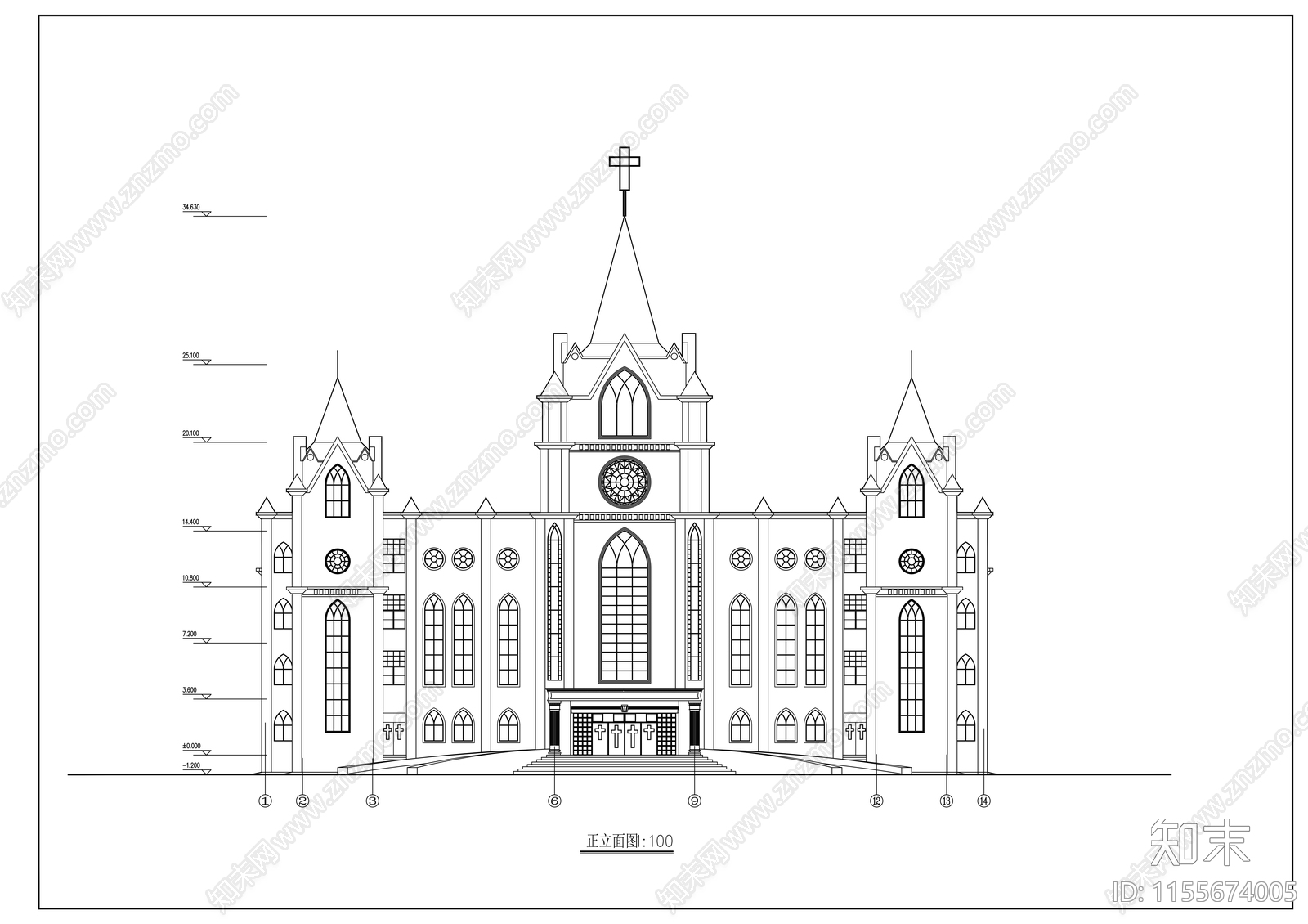 圣经学校建筑cad施工图下载【ID:1155674005】