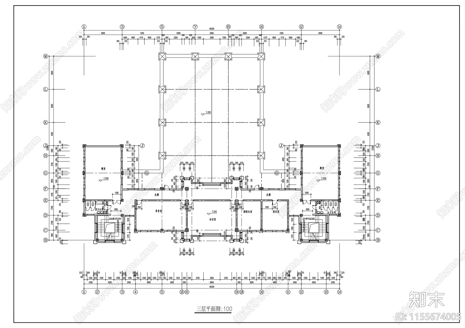 圣经学校建筑cad施工图下载【ID:1155674005】