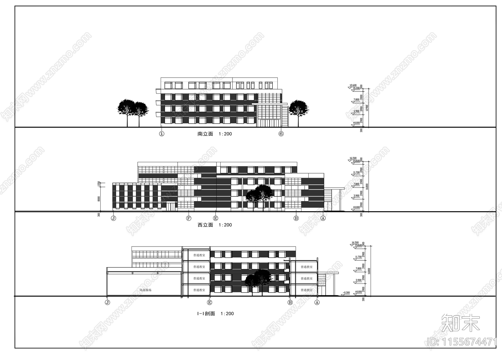 小学建筑cad施工图下载【ID:1155674471】