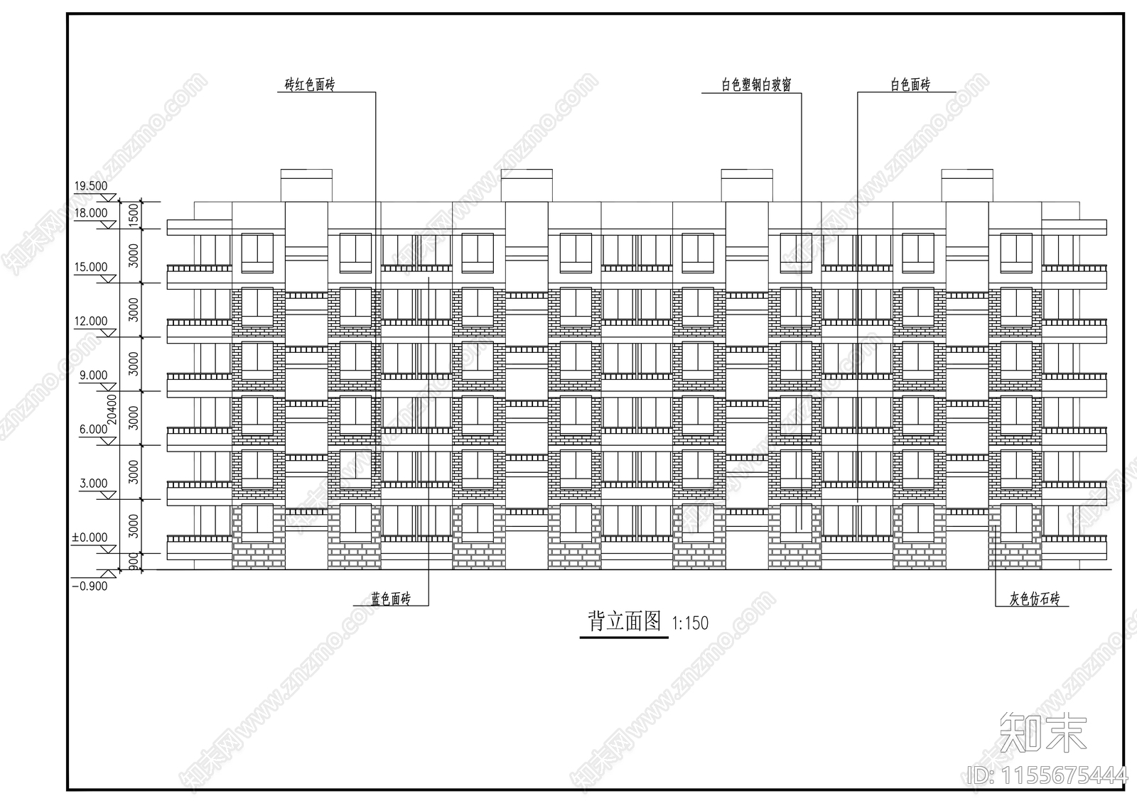 研究生公寓建筑cad施工图下载【ID:1155675444】