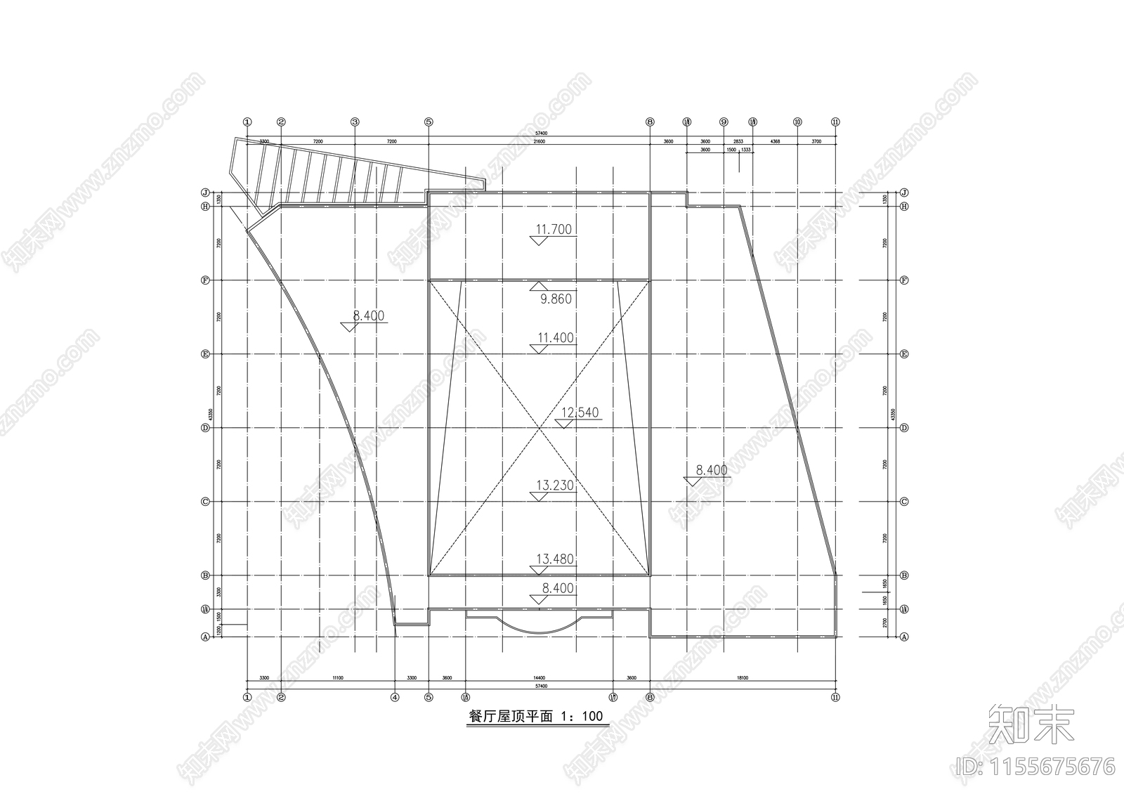 中学食堂建筑cad施工图下载【ID:1155675676】