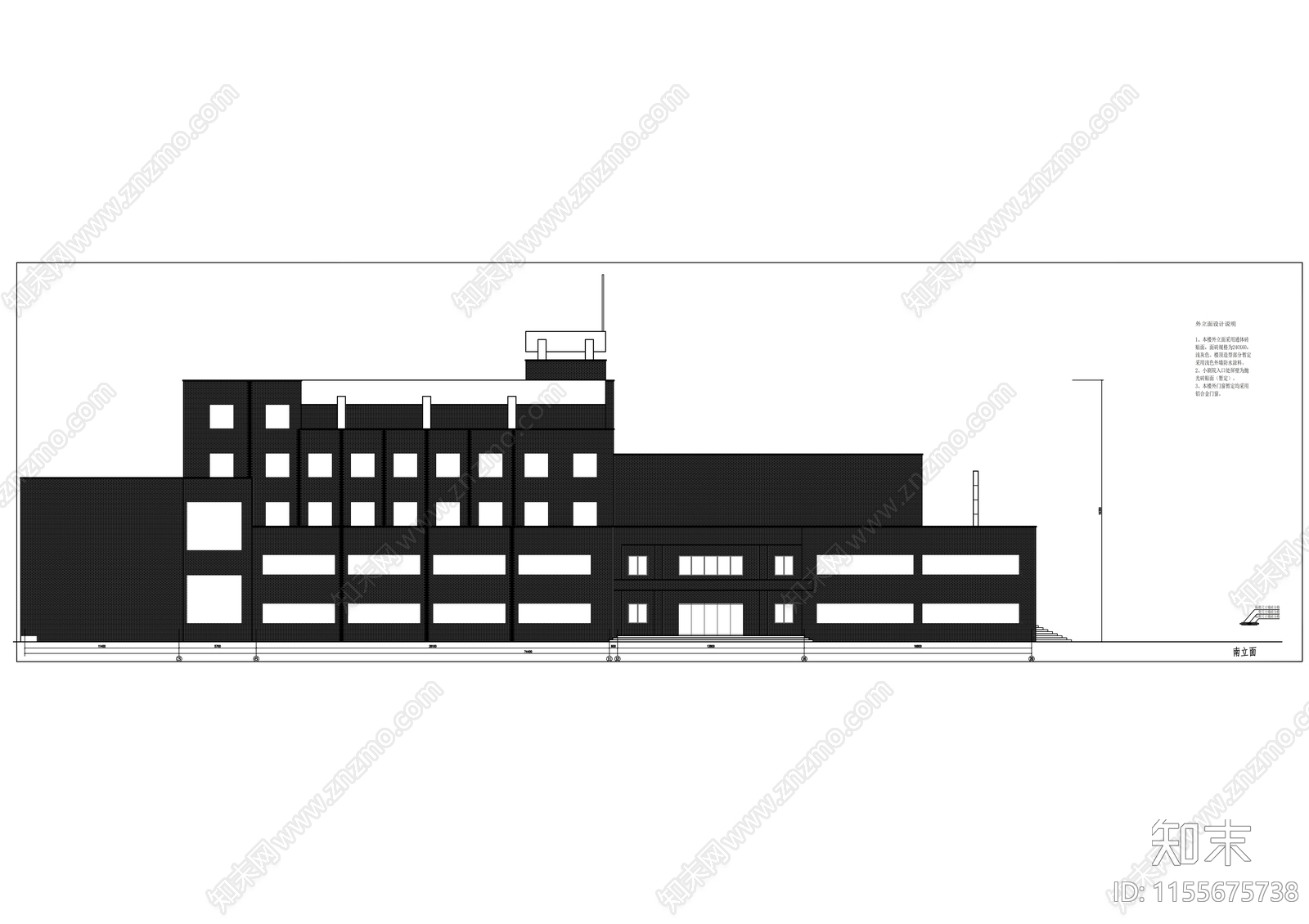 艺术楼建筑cad施工图下载【ID:1155675738】