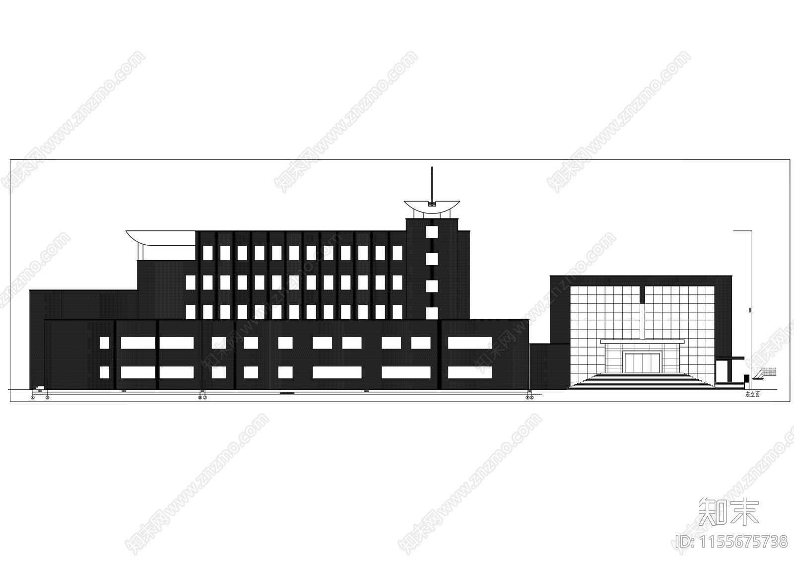 艺术楼建筑cad施工图下载【ID:1155675738】