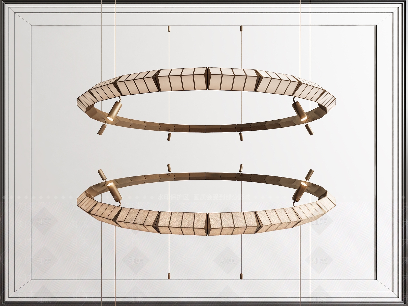 现代圆形多头吊灯3D模型下载【ID:1155676065】