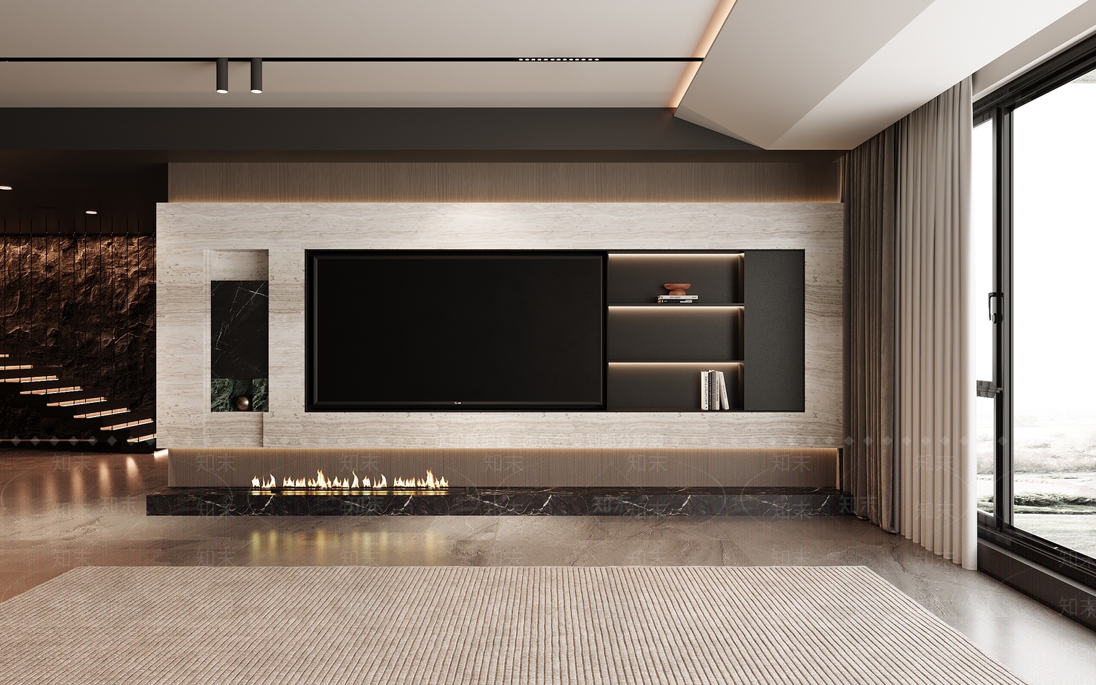 现代意式电视背景墙3D模型下载【ID:1155676265】