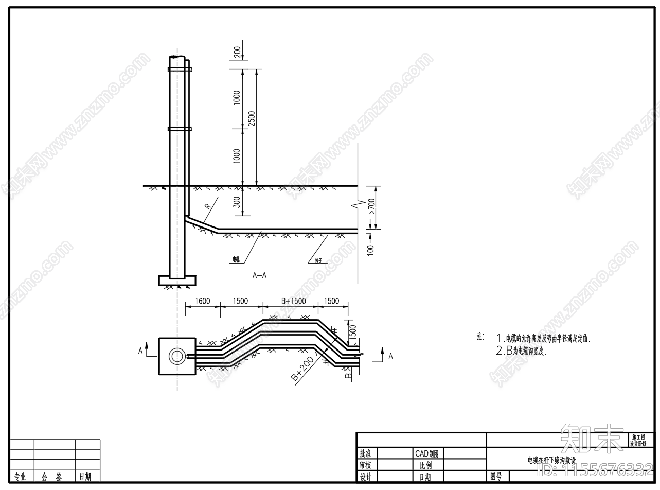 电缆敷设节点cad施工图下载【ID:1155676332】