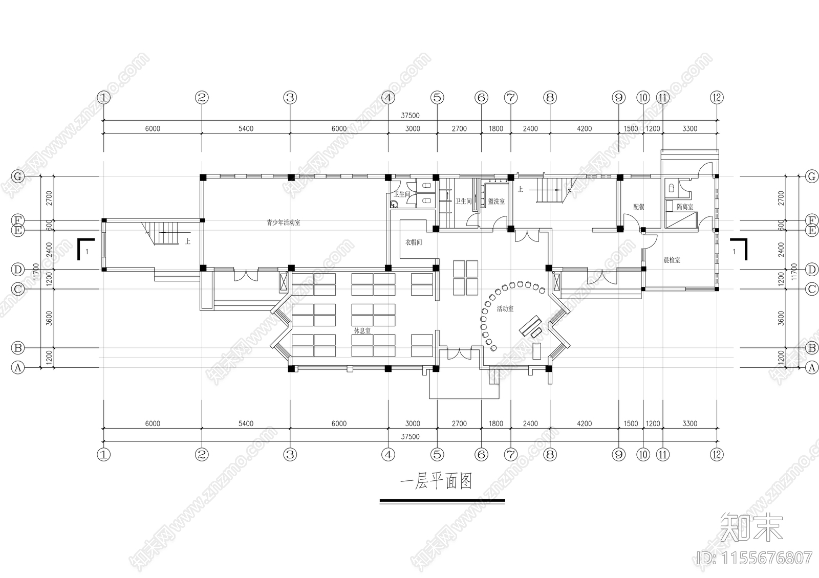 幼儿园建筑cad施工图下载【ID:1155676807】